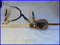 Native American Rawhide Ceremonial Turtle Rattle 22 Bear Claw