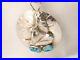 Native American Running Bear RB Sterling Silver Bear & Wolf Pendant Turquoise