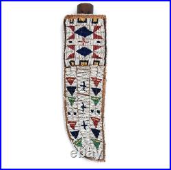 Native American Sioux Beaded Knife Sheath Indian Style Leather Hide Knife Cover