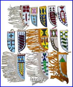 Native American Sioux Handmade Knife Sheath Indian Beaded Knife Sheath 13 pcs