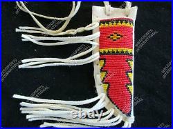 Native American Sioux Style Indian Beaded Knife Cover Leather Knife Sheath