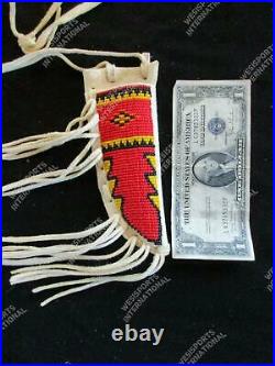Native American Sioux Style Indian Beaded Knife Cover Leather Knife Sheath