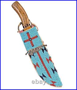 Native American Sioux Style Indian Beaded Knife cover Leather Knife Sheath S814