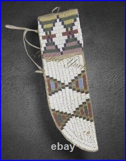 Native American Sioux Style Indian Beaded Knife cover Leather Knife Sheath S846