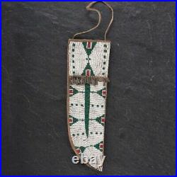 Native American Sioux Style Indian Beaded Leather Knife Sheath S805