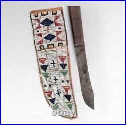 Native American Sioux Style Indian Beaded Leather Knife Sheath S813