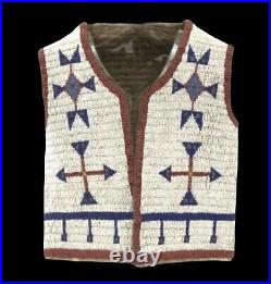Native American Sioux Style Indian Beaded Suede Leather Hide Vest V101