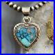 Native American Sterling Heart Shape Blue Ridge Turquoise Pendant For Women