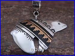 Native American Sterling Silver & 12 kt Gold Fill Bear Pendant by Singer