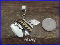 Native American Sterling Silver & 12 kt Gold Fill Bear Pendant by Singer