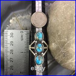 Native American Sterling Silver 3 Oval Matrixed Turquoise Ring Sz 9.75 For Women