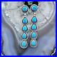 Native American Sterling Silver 5 Turquoise Post Dangle Earrings For Women