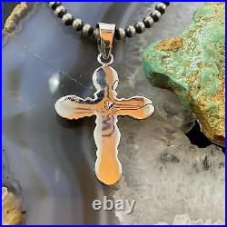 Native American Sterling Silver 6 Oval Spiny Oyster Cross Pendant For Women