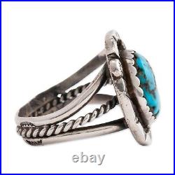 Native American Sterling Silver Blue Turquoise Statement Ring 11.25