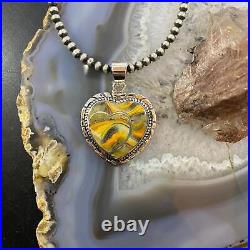 Native American Sterling Silver Double Heart Bumblebee Jasper Pendant For Women