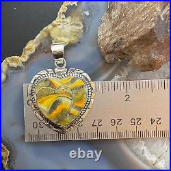 Native American Sterling Silver Double Heart Bumblebee Jasper Pendant For Women