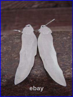 Native American Sterling Silver Feather & Turquoise Dangle Earrings Singer