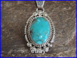 Native American Sterling Silver & Kingman Turquoise Pendant Benally