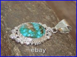 Native American Sterling Silver & Kingman Turquoise Pendant Benally