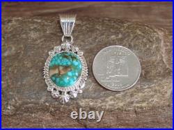 Native American Sterling Silver & Kingman Turquoise Pendant Benally