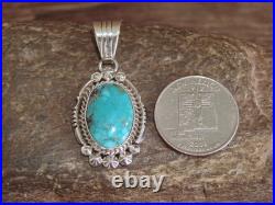 Native American Sterling Silver & Kingman Turquoise Pendant Benally