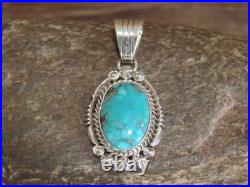 Native American Sterling Silver & Kingman Turquoise Pendant Benally