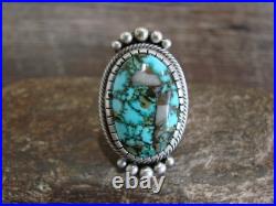 Native American Sterling Silver & Kingman Turquoise Ring by Lewis Size 7