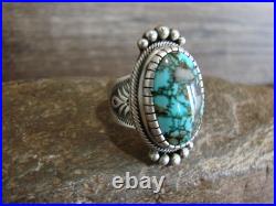 Native American Sterling Silver & Kingman Turquoise Ring by Lewis Size 7
