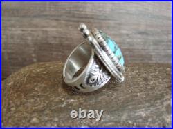 Native American Sterling Silver & Kingman Turquoise Ring by Lewis Size 7