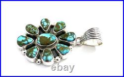 Native American Sterling Silver Navajo Handmade Kingman Turquoise Pendant