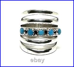 Native American Sterling Silver Navajo Handmade Natural Turquoise Ring Size 9.5