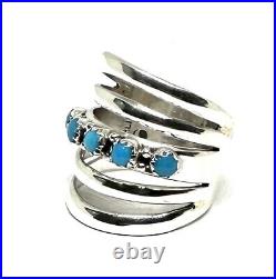 Native American Sterling Silver Navajo Handmade Natural Turquoise Ring Size 9.5