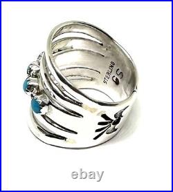 Native American Sterling Silver Navajo Handmade Natural Turquoise Ring Size 9.5