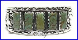 Native American Sterling Silver Navajo Handmade Turquoise Leaf Silver Bracelet