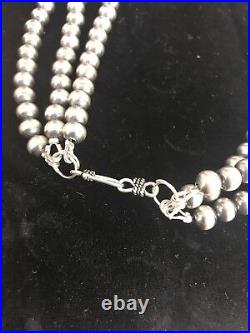 Native American Sterling Silver Navajo Pearls 7 mm Necklace 21 3 Strand