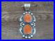 Native American Sterling Silver & Orange Spiny Oyster Pendant Signed James Jr