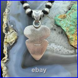 Native American Sterling Silver Oval & Triangle Turquoise Pendant For Women