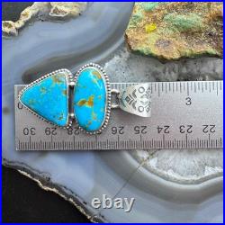Native American Sterling Silver Oval & Triangle Turquoise Pendant For Women
