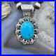 Native American Sterling Silver Oval Turquoise Decorated Pendant For Women