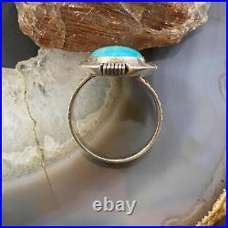 Native American Sterling Silver Oval Turquoise Shield Ring Size 10 For Men