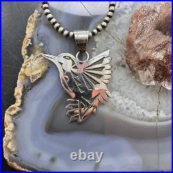 Native American Sterling Silver Overlay Hummingbird Unisex Pendant #2