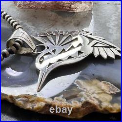 Native American Sterling Silver Overlay Hummingbird Unisex Pendant #2