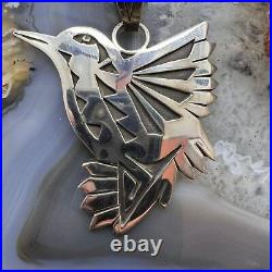 Native American Sterling Silver Overlay Hummingbird Unisex Pendant #2