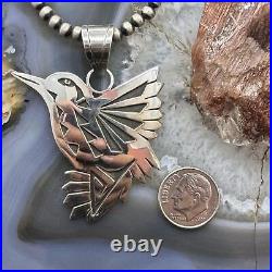 Native American Sterling Silver Overlay Hummingbird Unisex Pendant #2