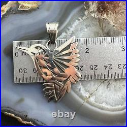 Native American Sterling Silver Overlay Hummingbird Unisex Pendant #2