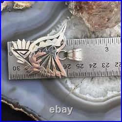 Native American Sterling Silver Overlay Hummingbird Unisex Pendant #2