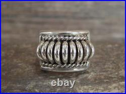 Native American Sterling Silver Ribbed Melon Ring by Thomas Charley Size 8