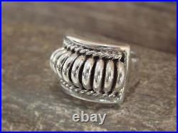 Native American Sterling Silver Ribbed Melon Ring by Thomas Charley Size 8