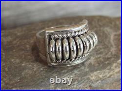 Native American Sterling Silver Ribbed Melon Ring by Thomas Charley Size 8