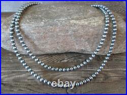 Native American Sterling Silver Round Navajo Pearl 35 Necklace by I. John